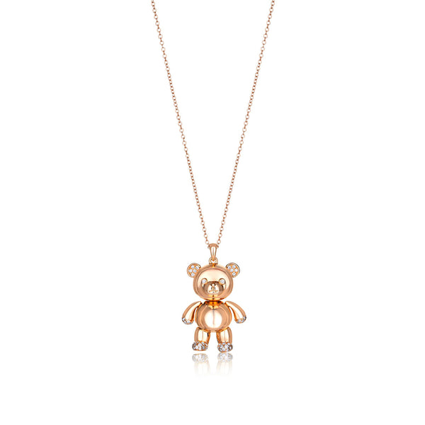 18kt Rose Gold and Diamond Teddy Necklace