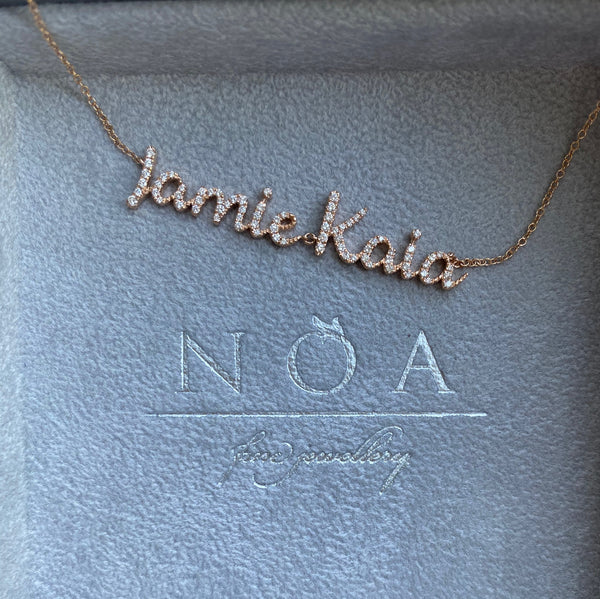 Personalised Diamond Pave Name Necklace 18 karat Gold Noa fine