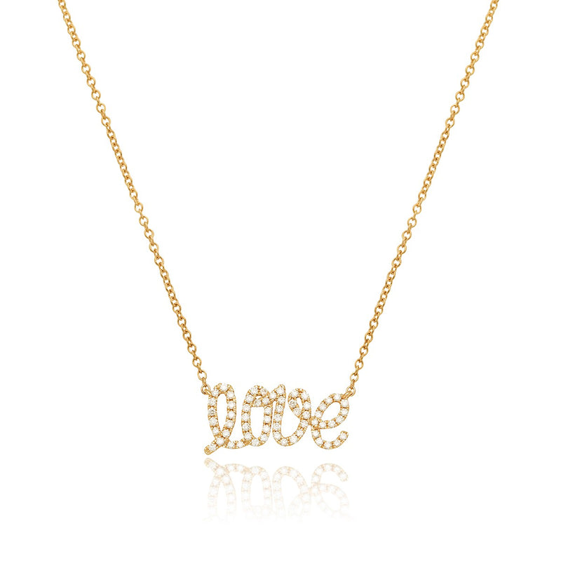 Love pendant in yellow gold and white diamonds from NOA mini