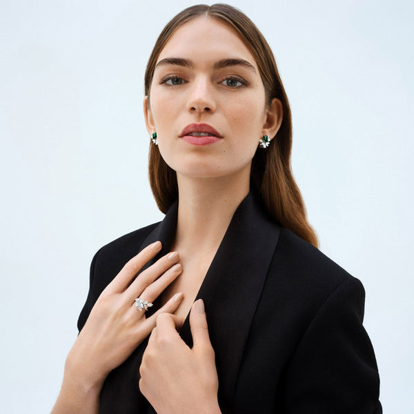 Diamond Cluster Peacock Ring NOA fine jewellery