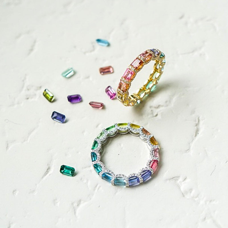 Semi-precious gemstone rainbow ring from NOA fine jewellery