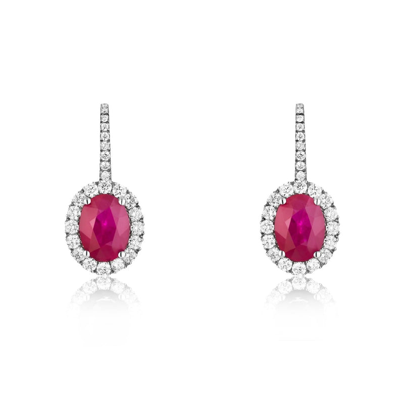 NOA Ruby and Diamond Cluster Earrings on 18kt White Gold