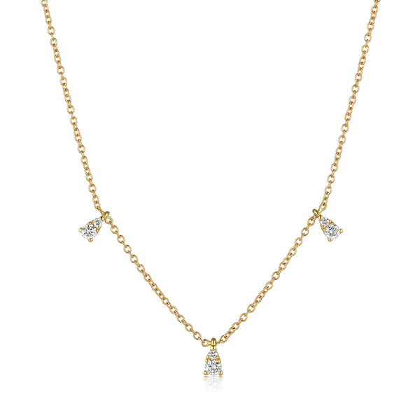 Diamond drop Necklace, Yellow Gold