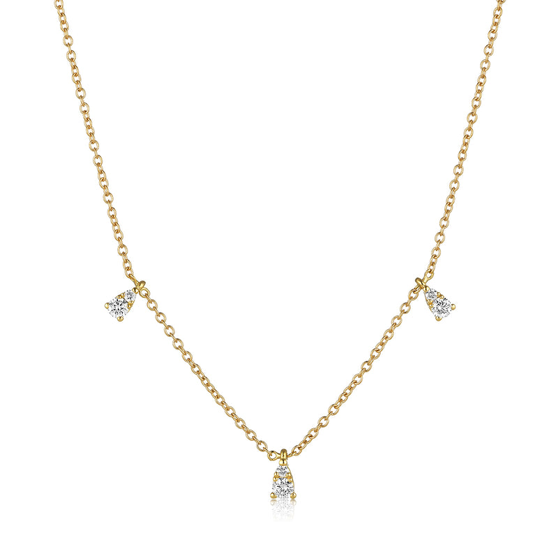 Diamond drop Necklace Yellow Gold