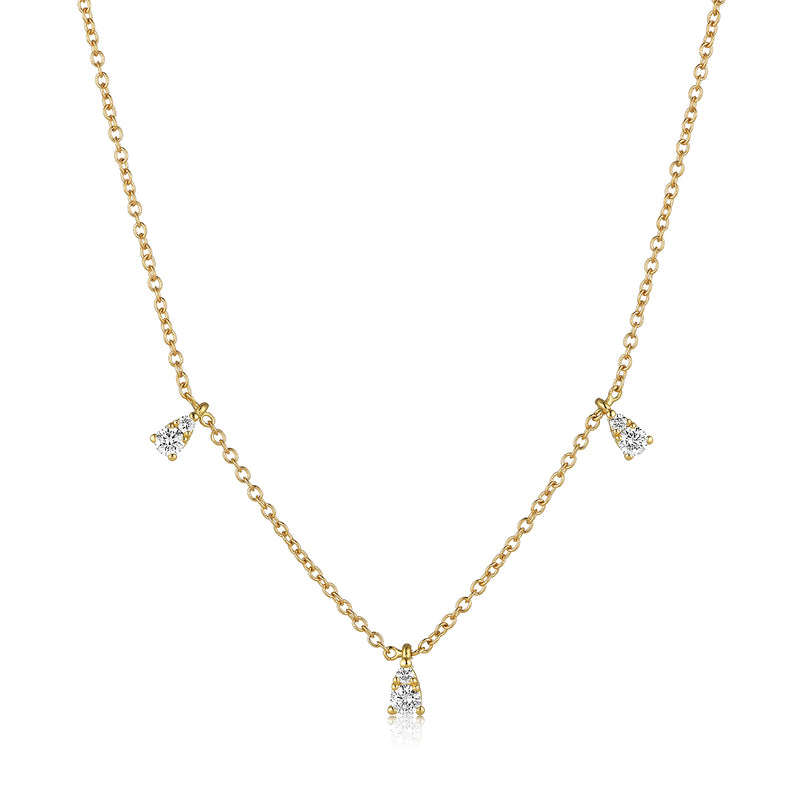 Diamond drop Necklace, Yellow Gold