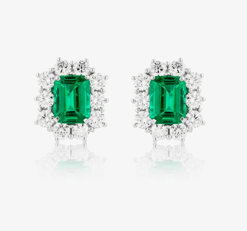 Emerald Diamond Studs