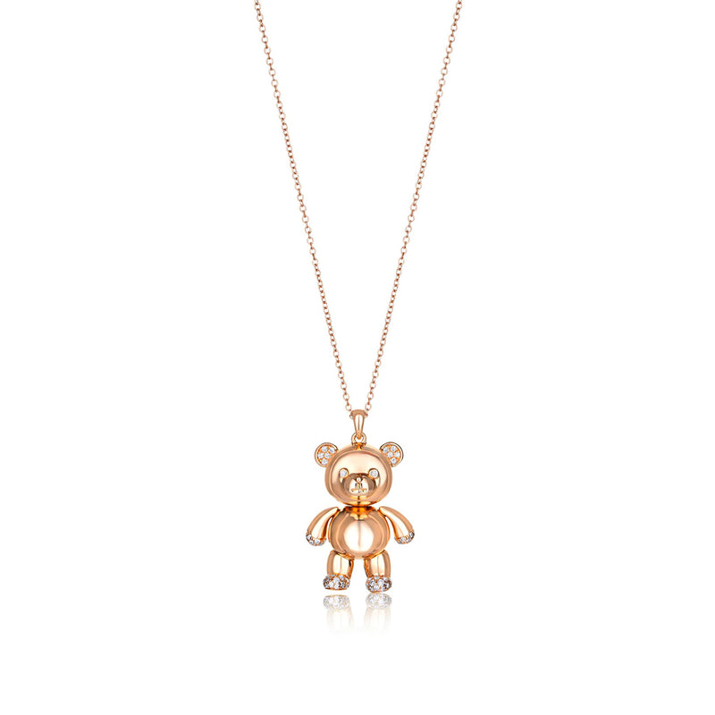 18kt Rose Gold and Diamond Teddy Necklace