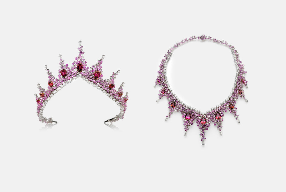 Pink diamonds, ruby and white diamond tiara from NOA's High Jewellery collections