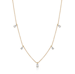 Pear Drop Diamond Necklace, Yellow Gold