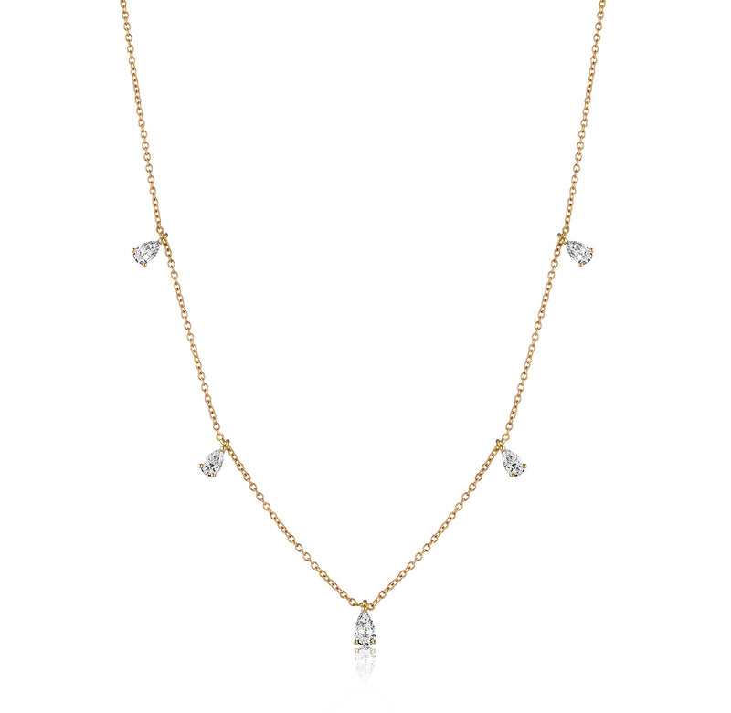 Pear Drop Diamond Necklace, Yellow Gold