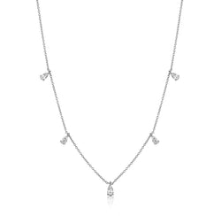 Pear Drop Diamond Necklace, White Gold