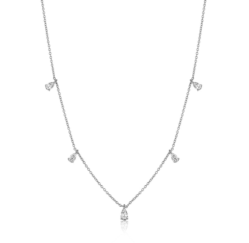 Pear Drop Diamond Necklace, White Gold