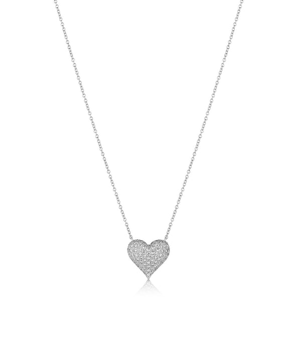 Diamond Heart Pendant, White Gold