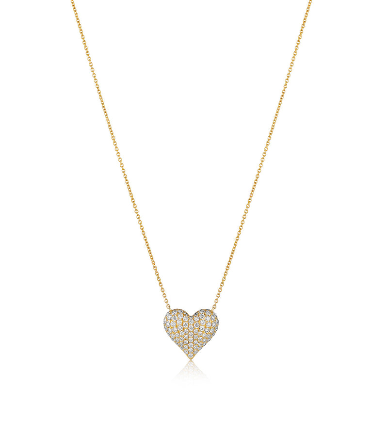 Diamond Heart Pendant, Yellow Gold