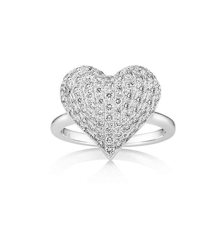 Heart Diamond Ring, White Gold