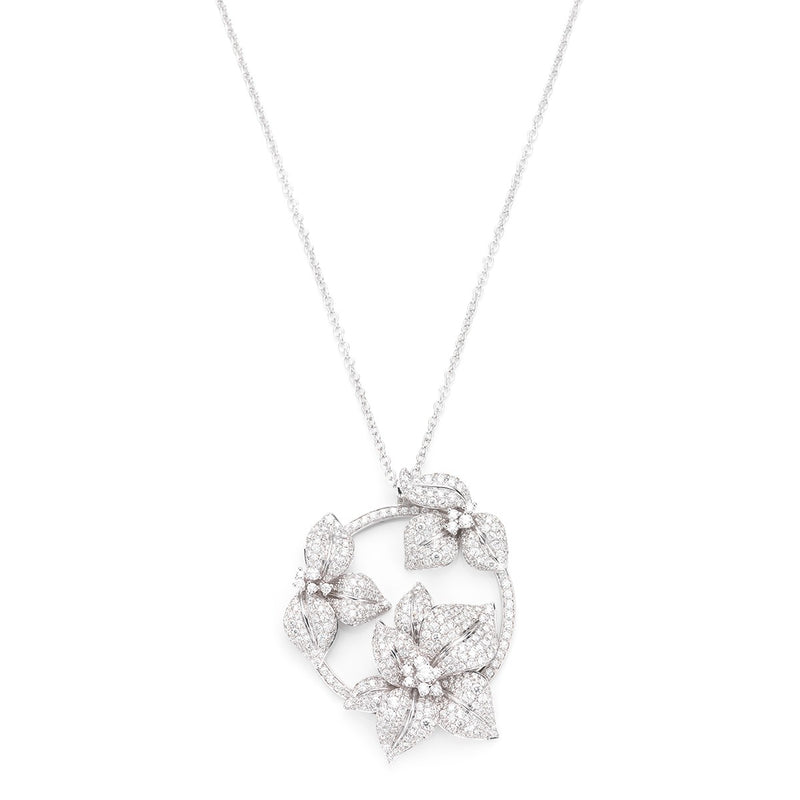 Fleur de Lis triple white diamond and white gold pendant from NOA fine jewellery