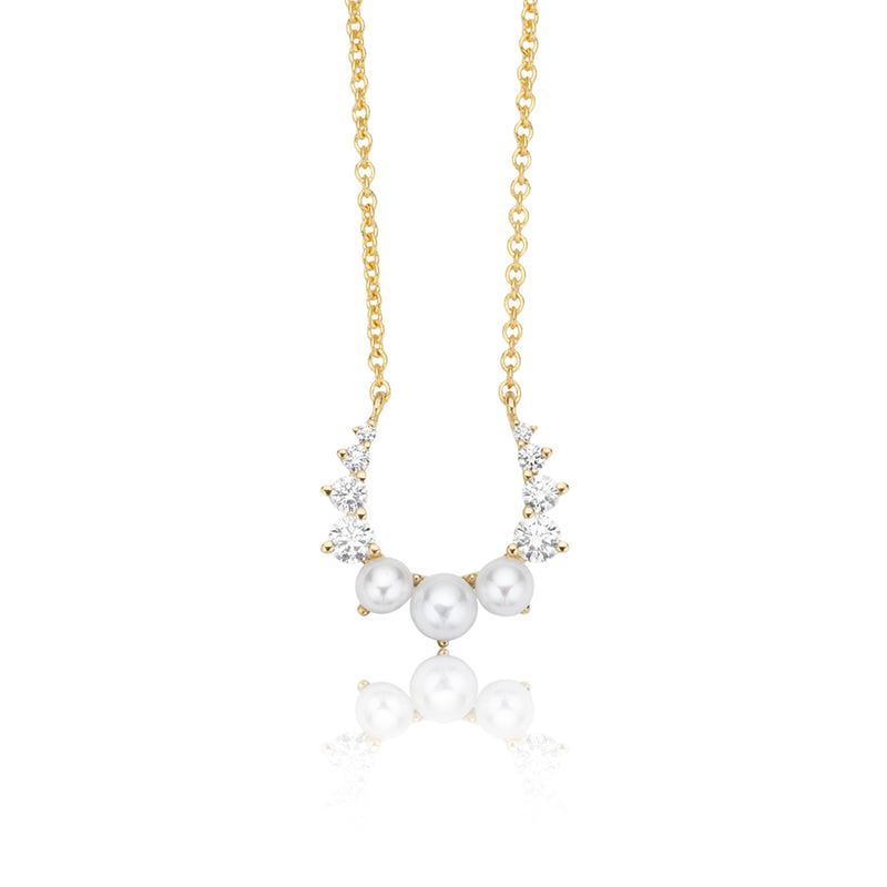 Mini Horseshoe Diamond Pendant Yellow Gold