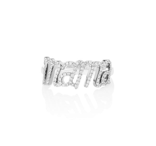 Mama Diamond Ring White Gold