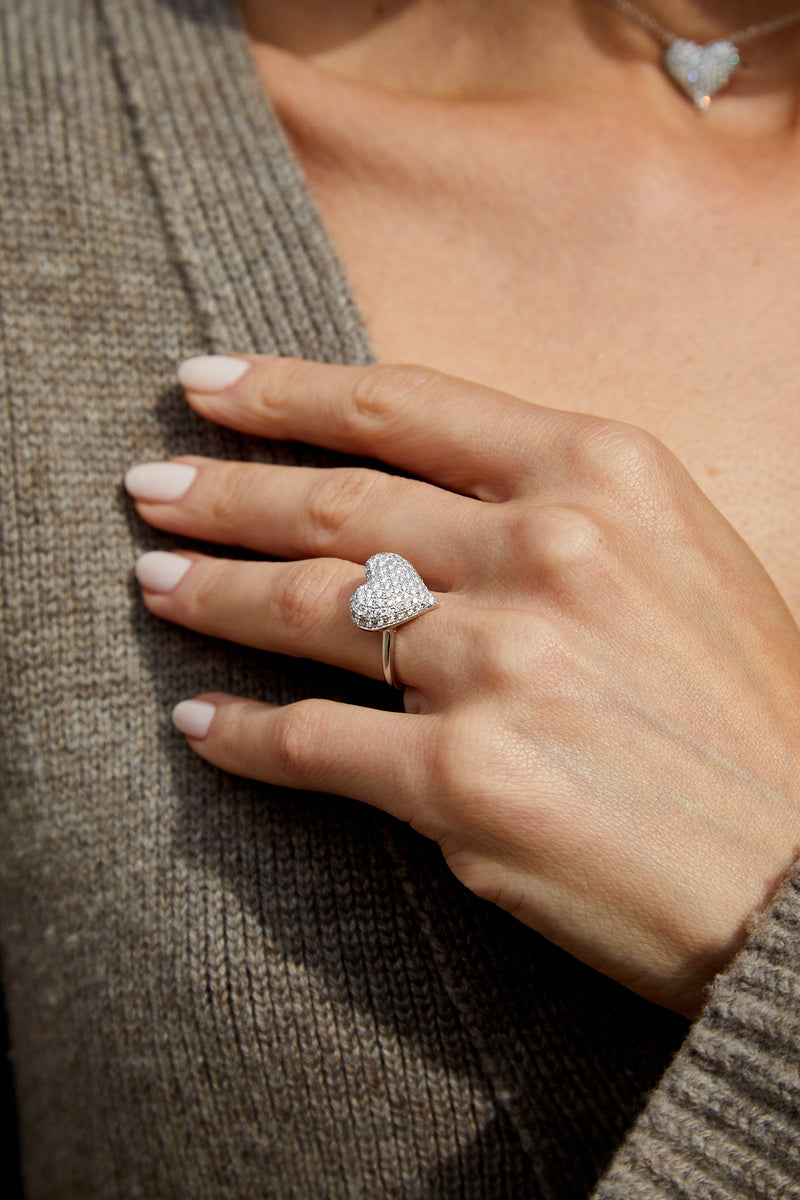 Heart Diamond Ring White Gold NOA fine jewellery