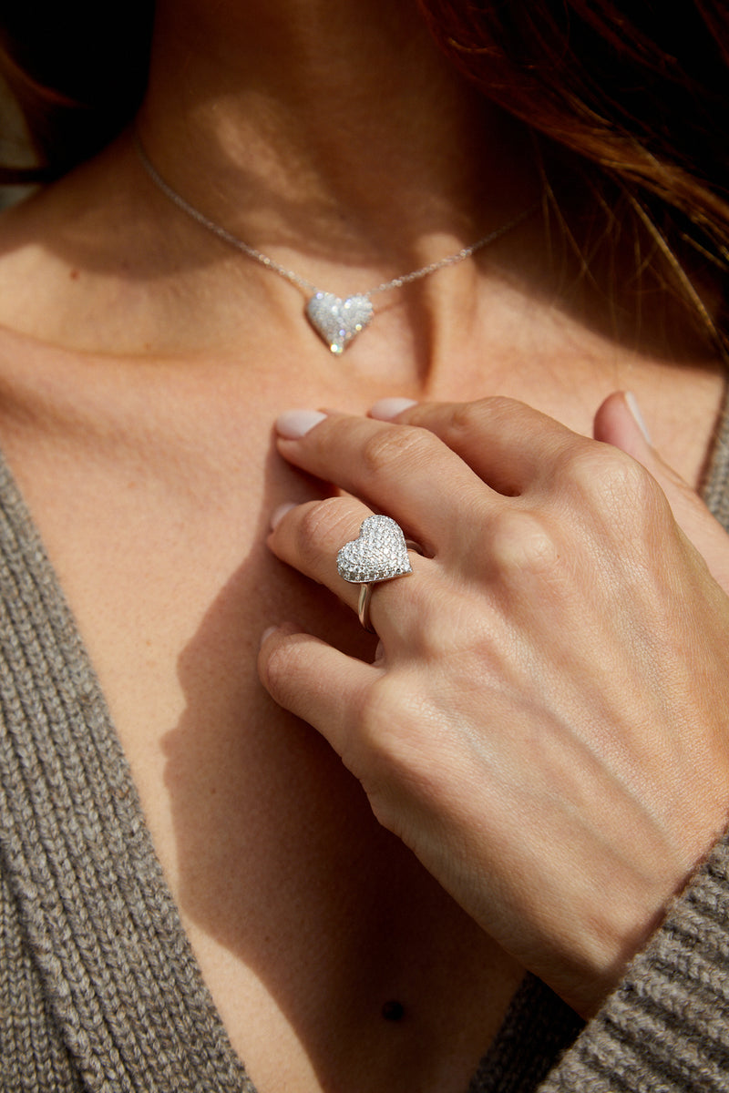 Heart Diamond Ring, White Gold