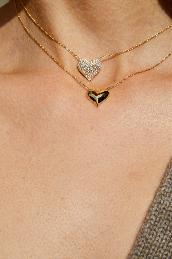Diamond Heart Pendant, Yellow Gold