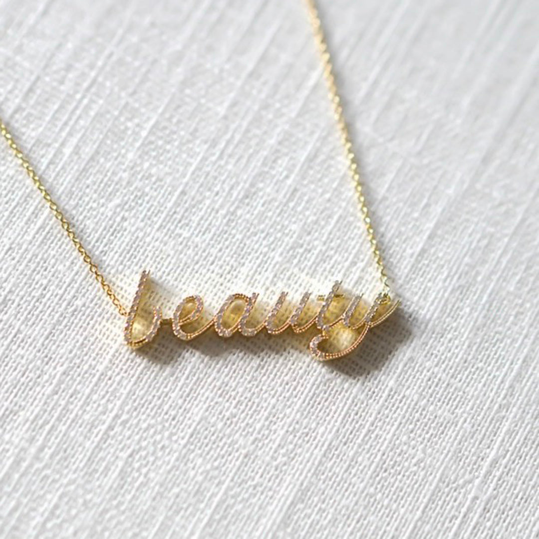 Personalised Diamond Pave Name Necklace 18 karat Gold Noa fine