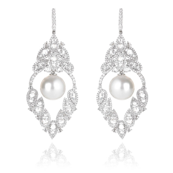 NOA Icons Charleston Earrings in diamond and white pearl