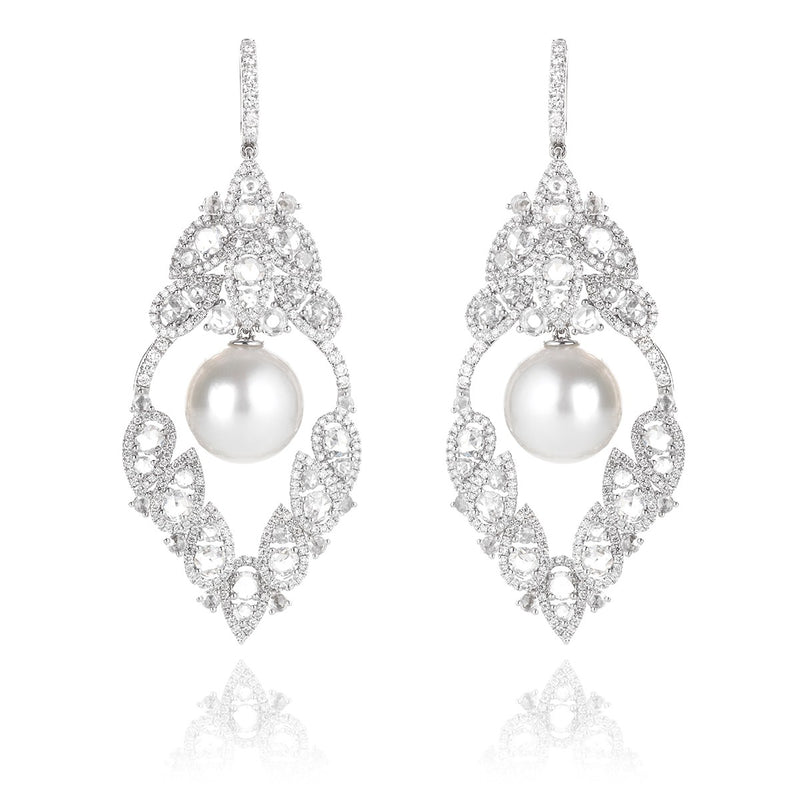 NOA Icons Charleston Earrings in diamond and white pearl