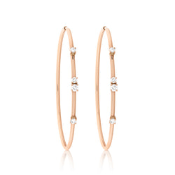 d'Oro Diamond Drop Hoops, Rose Gold