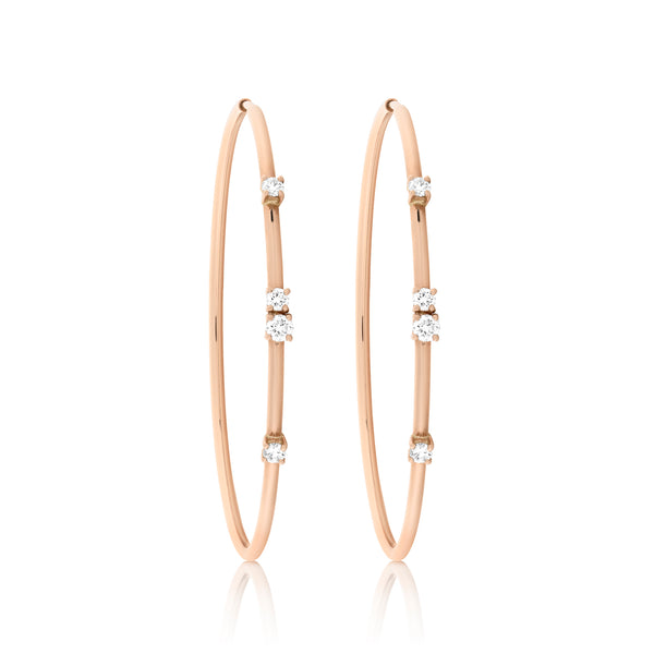 d'Oro Diamond Drop Hoops, Rose Gold