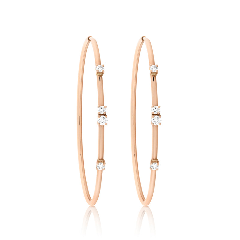 d'Oro Diamond Drop Hoops, Rose Gold