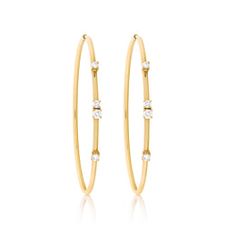 d'Oro Diamond Drop Hoops in Yellow Gold