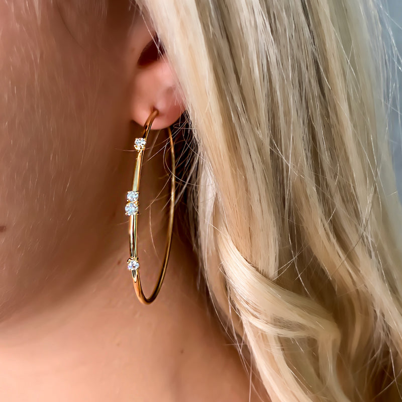 e Gd'Oro Diamond Drop Hoops in Rose Gold from NOA fine jewellery