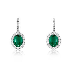 NOA Emerald and Diamond Cluster Drop Earrings