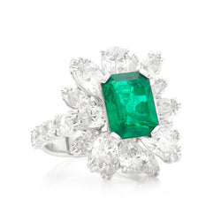 Diamond Cluster Emerald Ring from NOA Icons