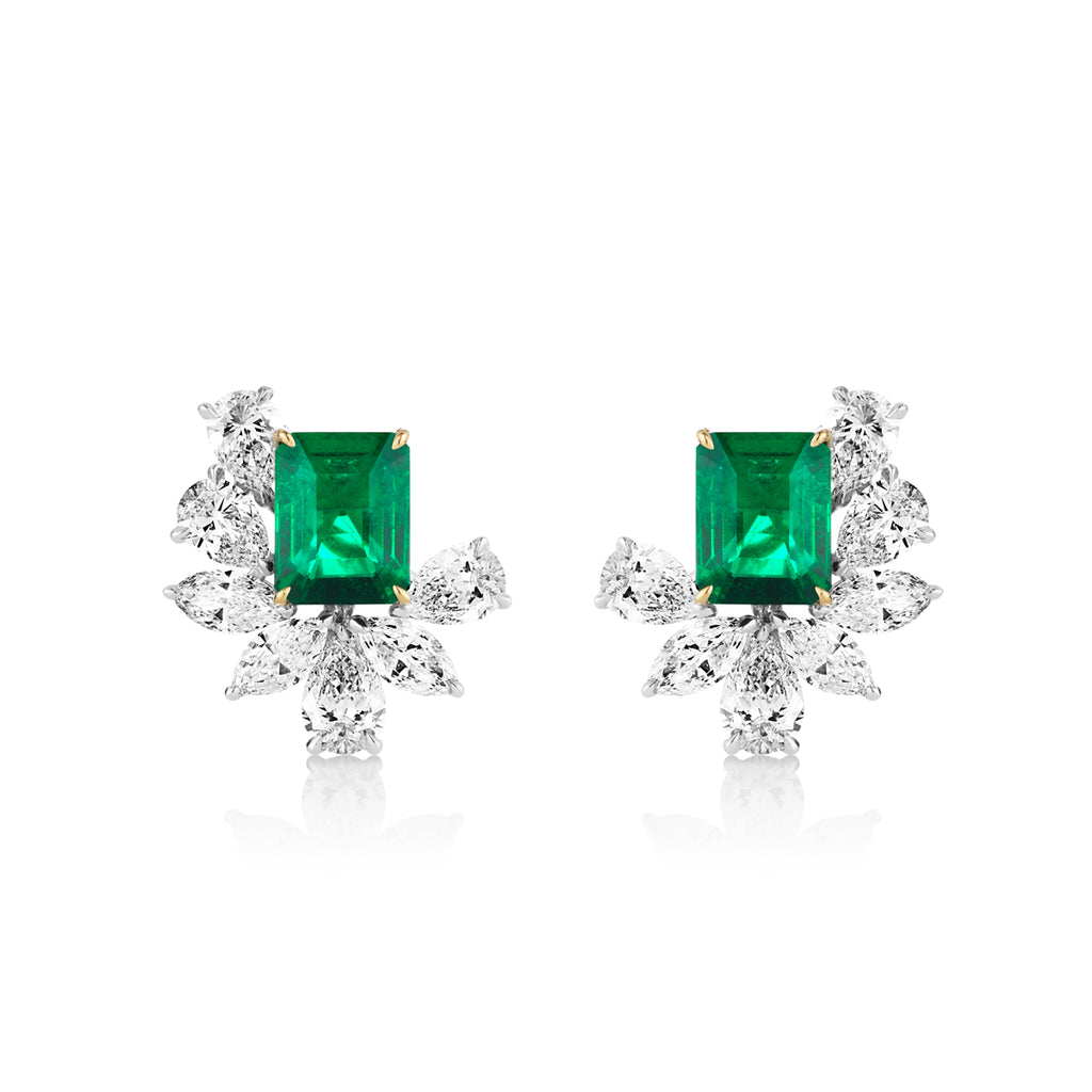Emerald sales cluster earrings
