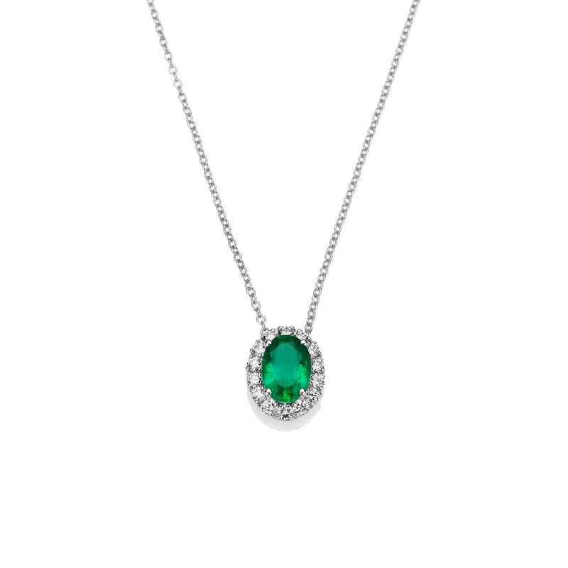 NOA Emerald and Diamond Cluster Pendant