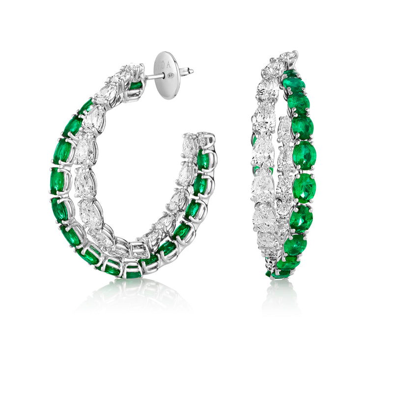 Emerald Diamond Hoops