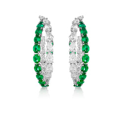 Emerald Diamond Hoops