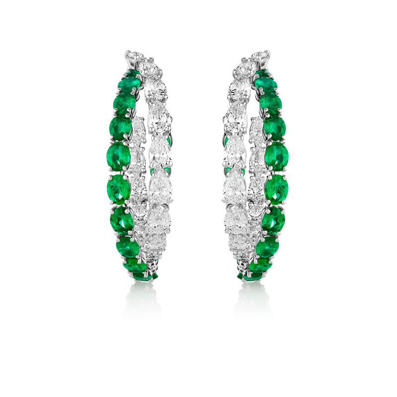 Emerald Diamond Hoops