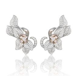 Fleur De Lis Earrings Blush with white and pink diamonds 