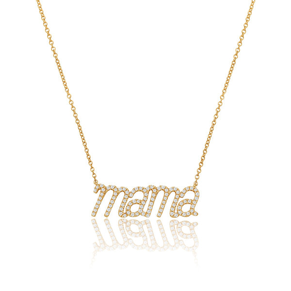 NOA mini yellow gold and diamond Mama necklace