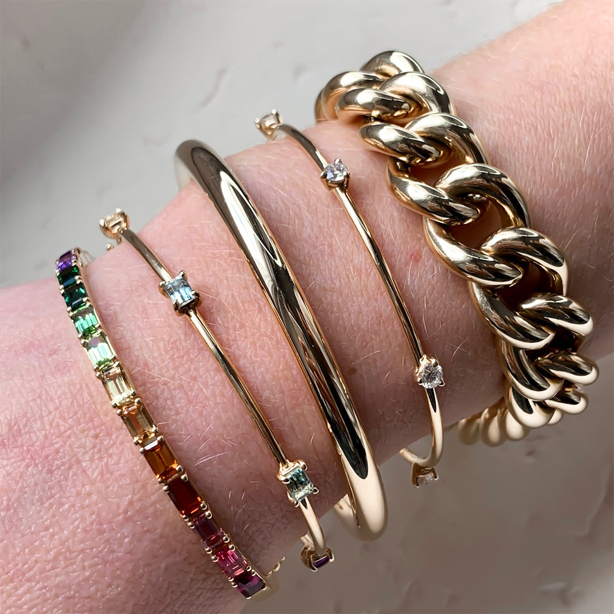 D'Oro Rainbow Bangle, Rose Gold – NOA fine jewellery