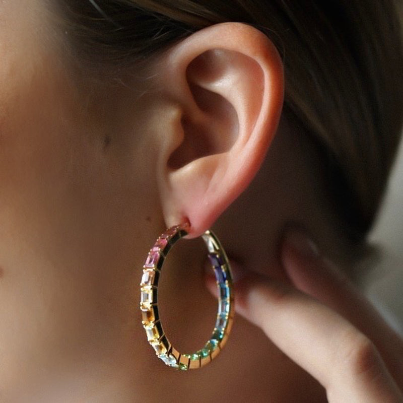 Rainbow Hoops with semi precious stones from NOA fine jewellery