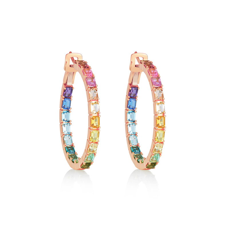 Rainbow Hoops, Small, Rose Gold from NOA fine jewellery
