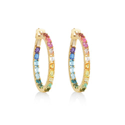 Rainbow Hoops, Small, Yellow Gold