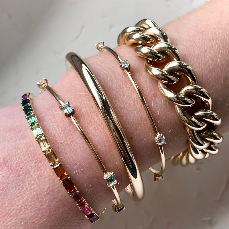 Rainbow X Nodo Bracelet stack from NOA fine jewellery
