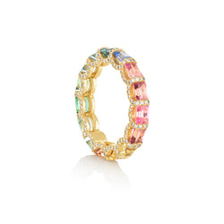 Noa Fine Jewellery Rainbow Ring in 18 karat yellow gold and semi precious gemstones