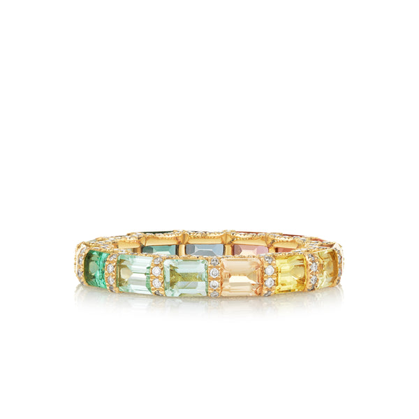 Rainbow Ring in 18 karat yellow gold and semi precious gemstones from Noa Fine Jewellery