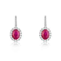 NOA Ruby and Diamond Cluster Earrings on 18kt White Gold
